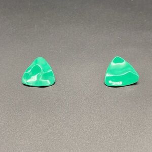 Item 672 Green Triangle Hammered Earrings
